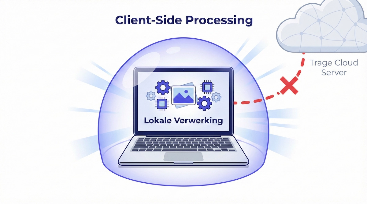 Visualisatie van client-side processing vs server-side upload
